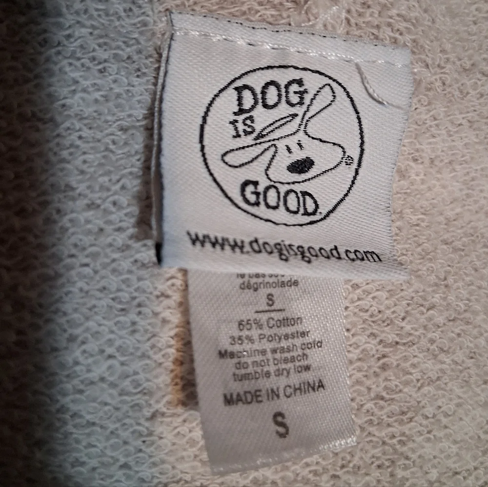 "I Cannot Live Without Coffee and My Dog” Tunic Hoodie Long Sleeve - Beige Small - Picture 2 of 8